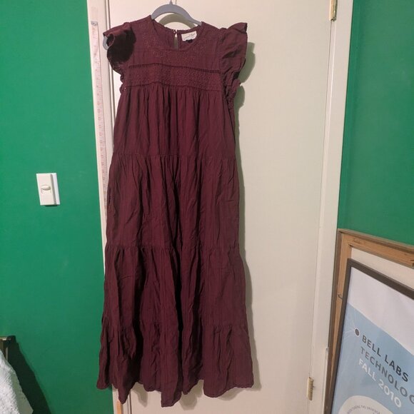 Universal Thread burgundy cap/flutter sleeve dress size XL - Picture 1 of 8